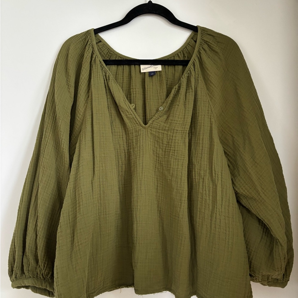 Universal Thread Green Cotton Peasant Blouse
